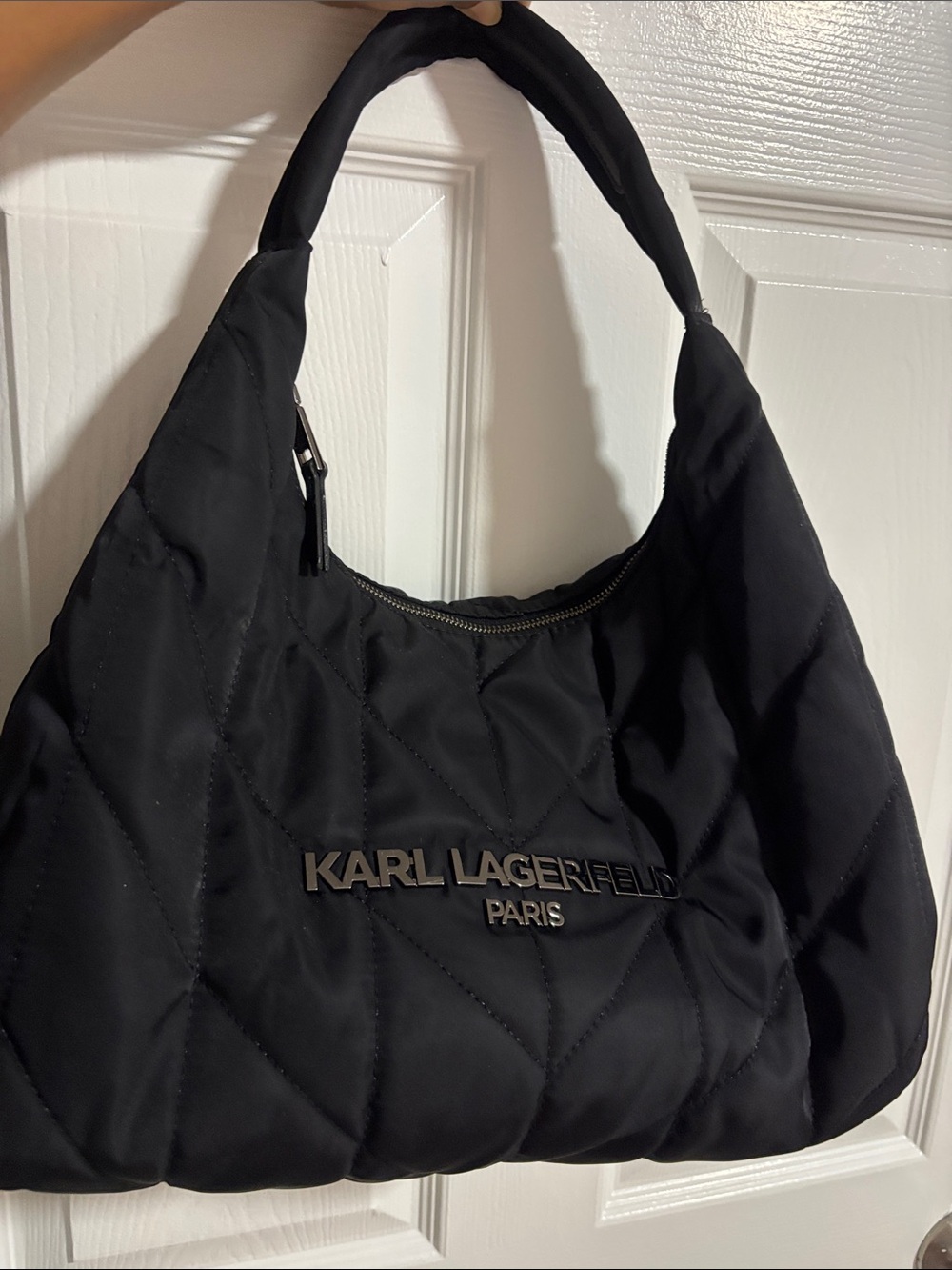 Karl Lagerfeld Black Quilted Shoulder Hobo Bag
